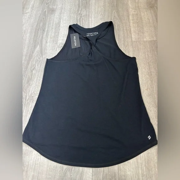 PELOTON Front Logo Black Twist Back Tank NWT Size Small - Picture 2 of 6